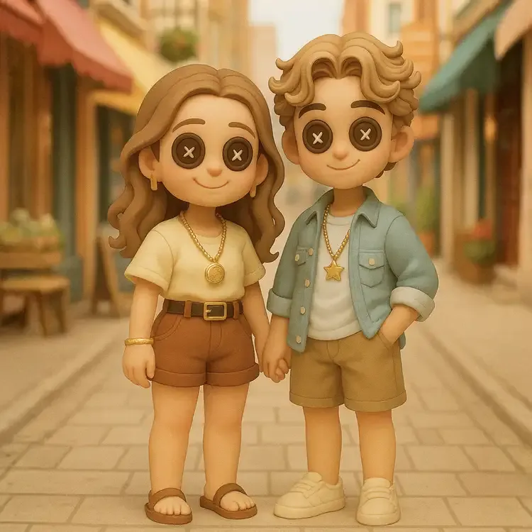 Individuell Gestaltete 3d-figur Mit Einzigartigen Knopfaugen Im Coraline-stil, Gotische Puppenfigur Mit Knopfaugen, Personalisiertes Charaktermodell Nach Foto, Kreatives Kunstobjekt, Geschenk Für Verliebte - 