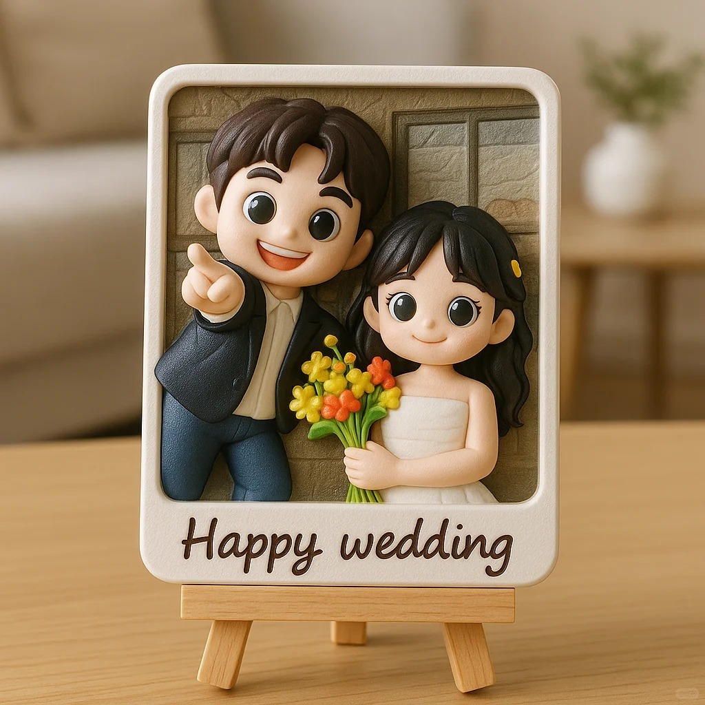 Wedding Day Gift Personalized 3D Mini Figurine Bride and Groom Sculpture from Photo