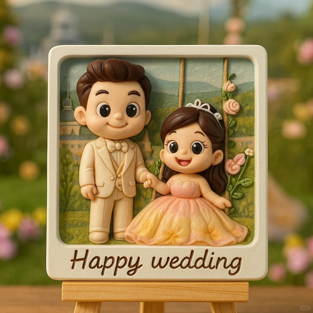 Wedding Day Gift Personalized 3D Mini Figurine Bride and Groom Sculpture from Photo