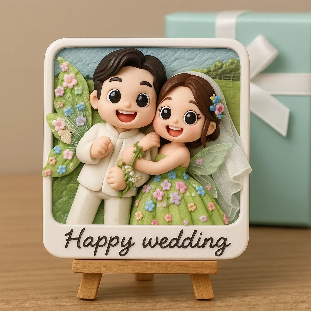 Wedding Day Gift Personalized 3D Mini Figurine Bride and Groom Sculpture from Photo