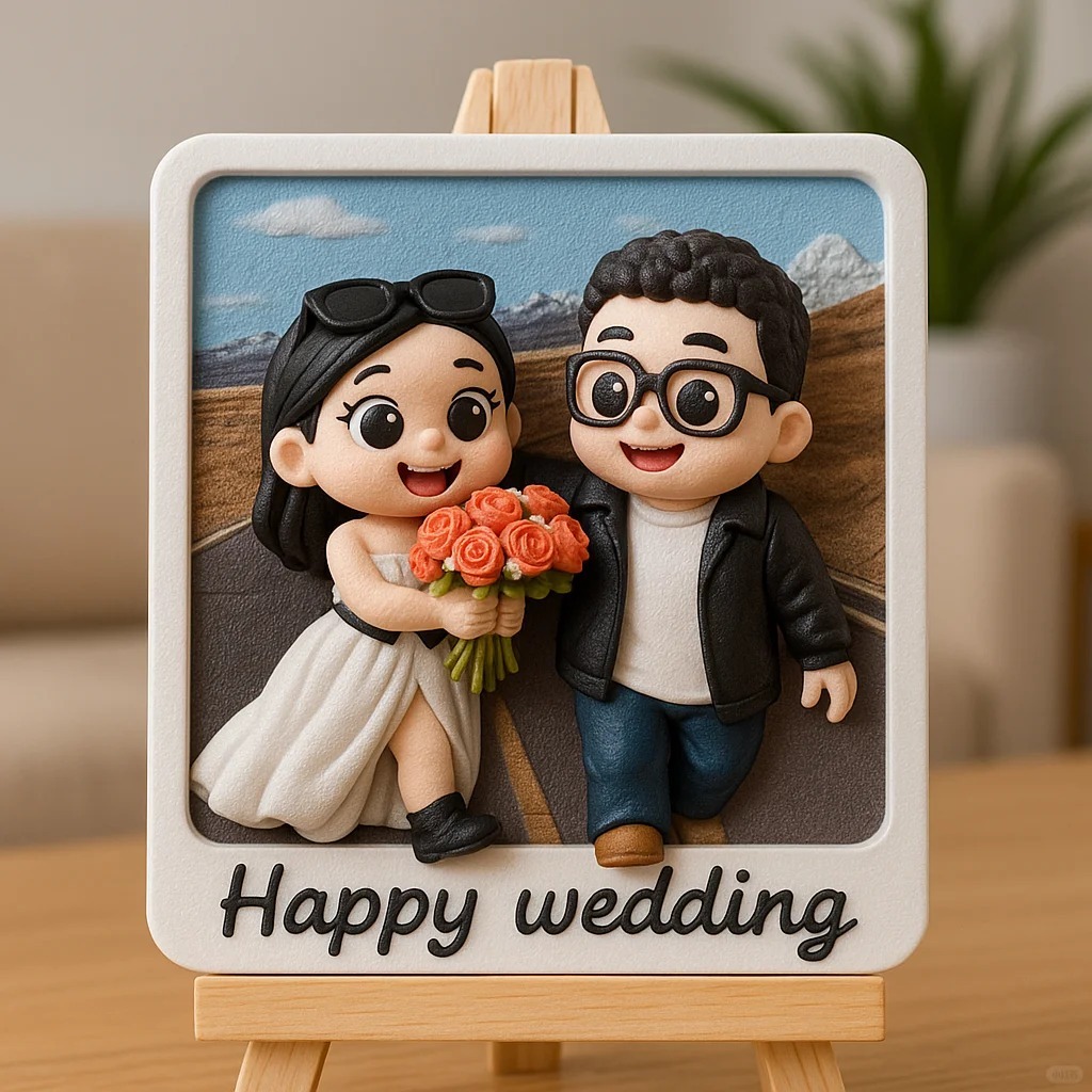 Wedding Day Gift Personalized 3D Mini Figurine Bride and Groom Sculpture from Photo