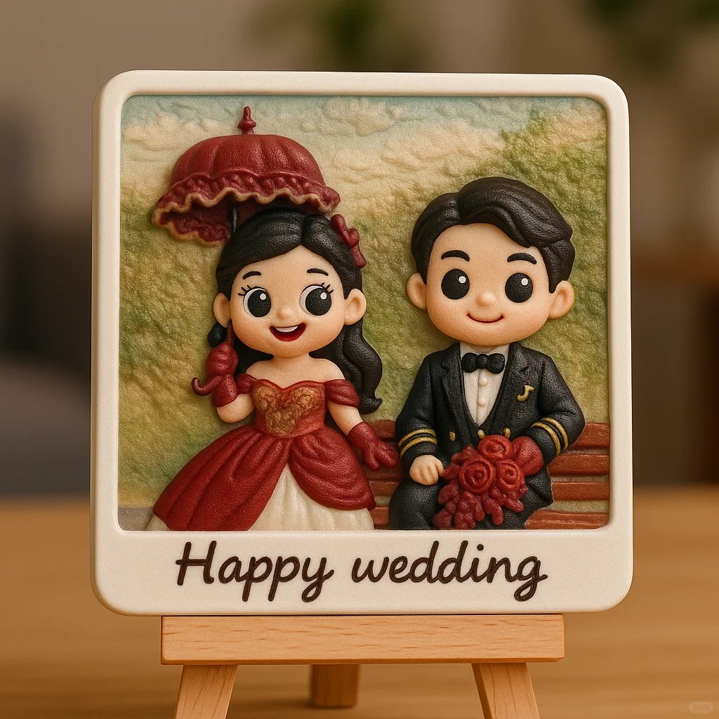 Wedding Day Gift Personalized 3D Mini Figurine Bride and Groom Sculpture from Photo