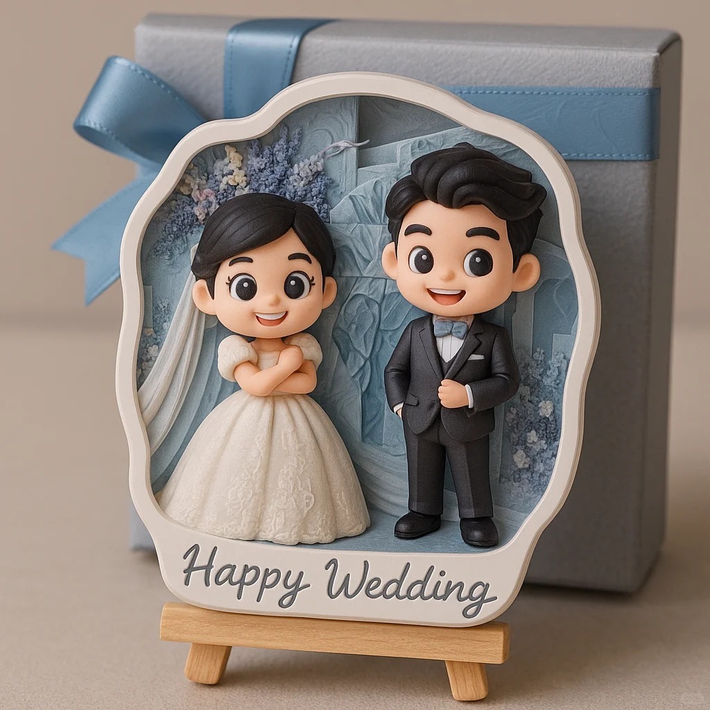 Custom Wedding Figurine 3D Printed Couple Gift Unique Bride and Groom Keepsake Romantic Personalized Wedding Decoration