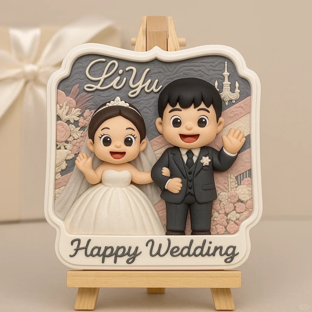 Custom Wedding Figurine 3D Printed Couple Gift Unique Bride and Groom Keepsake Romantic Personalized Wedding Decoration