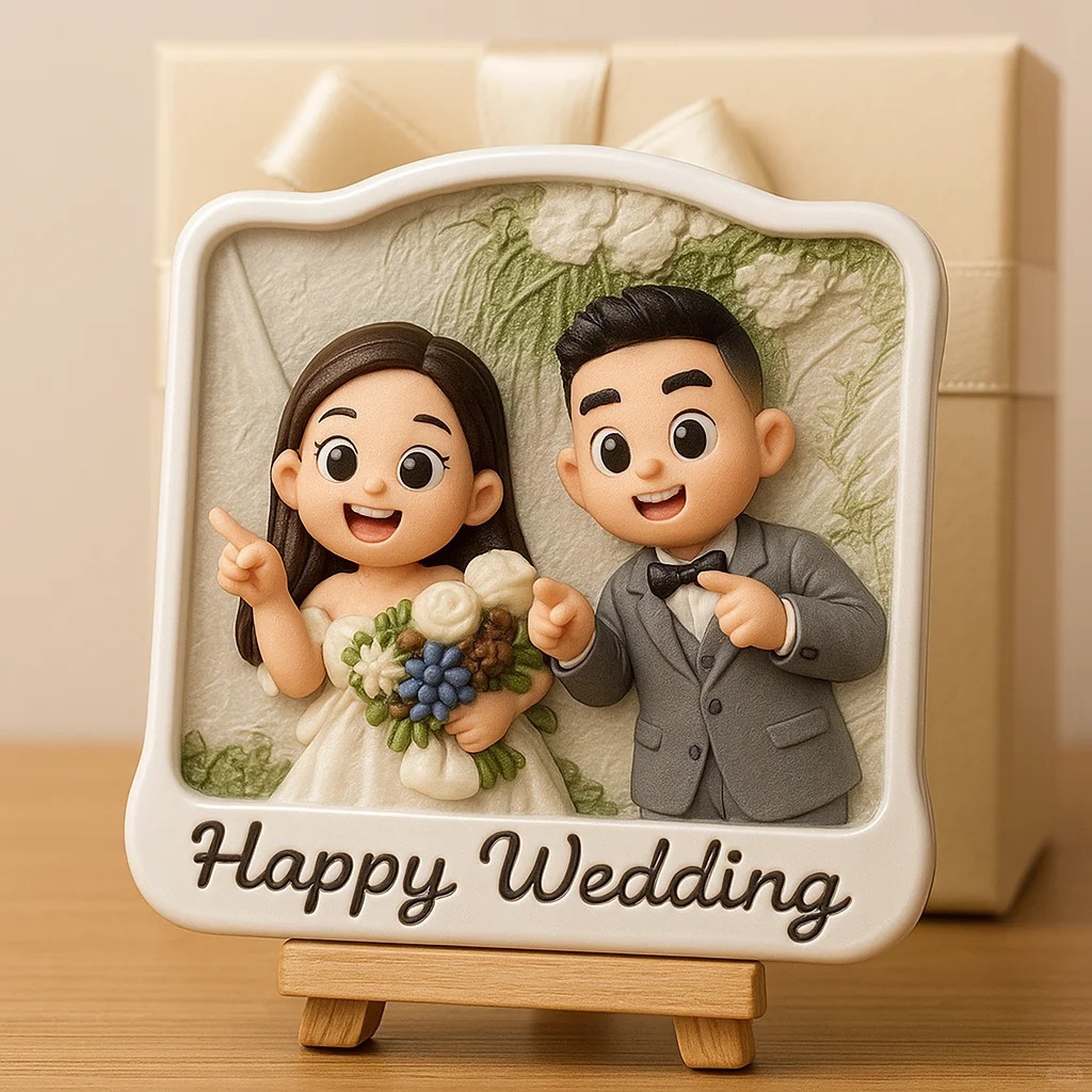 Custom Wedding Figurine 3D Printed Couple Gift Unique Bride and Groom Keepsake Romantic Personalized Wedding Decoration