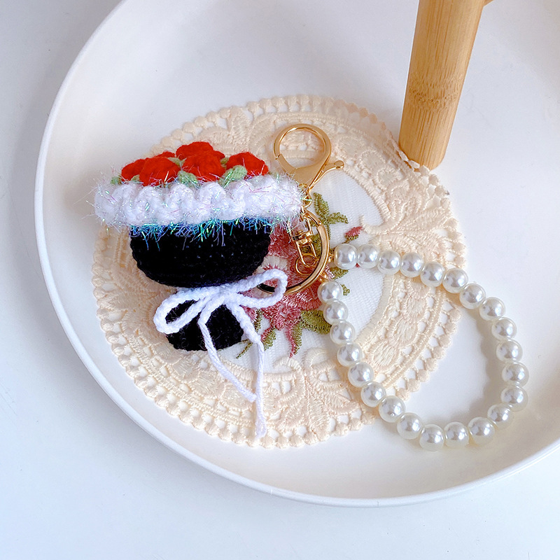 Hand Crocheted Mini Bouquet Keychain Cute Flower Gift for Keys Bag Charm Handmade