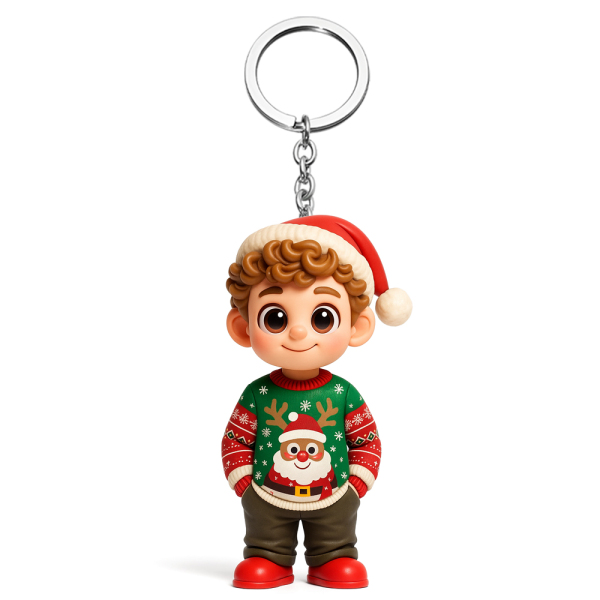Custom 3D Keychain Figure from Your Photo Personalized Mini Doll Christmas Gift for Couples Family Friends