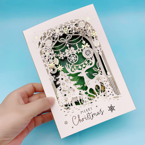 3D Christmas Card with Stand | Handcrafted Festive Greeting Card for Tabletop Decor
