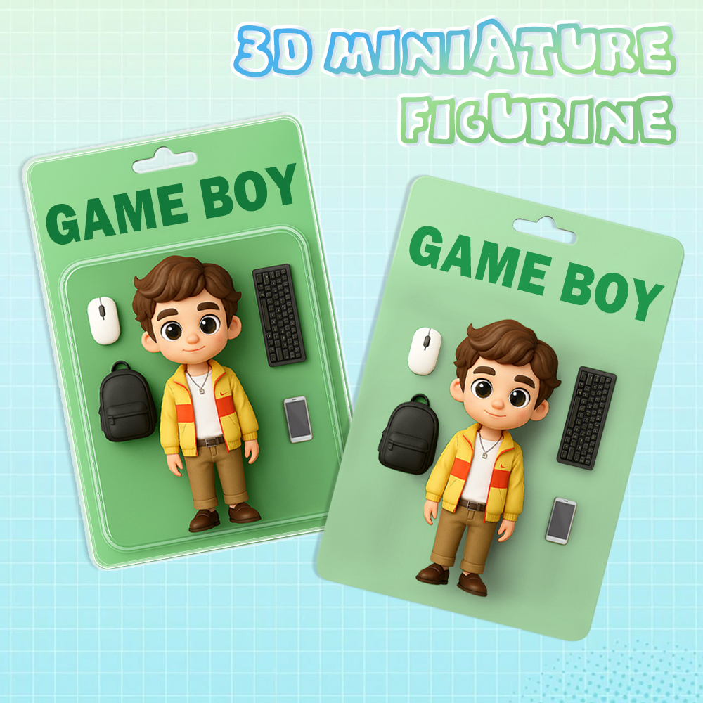 Custom 3D Cartoon Figure from Your Photo with Accessories Personalized Cartoon Figure