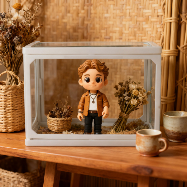 Custom 3D Couple Figure Glass Dollhouse Personalized Scene Display Case Unique Home Decor Anniversary Gift