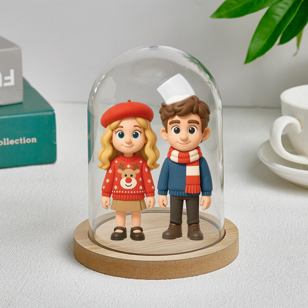 Custom 3D Figurine Dome Romantic Wedding Couple Personalized Display Romantic Gift for Marriage Anniversary Lovers Decor