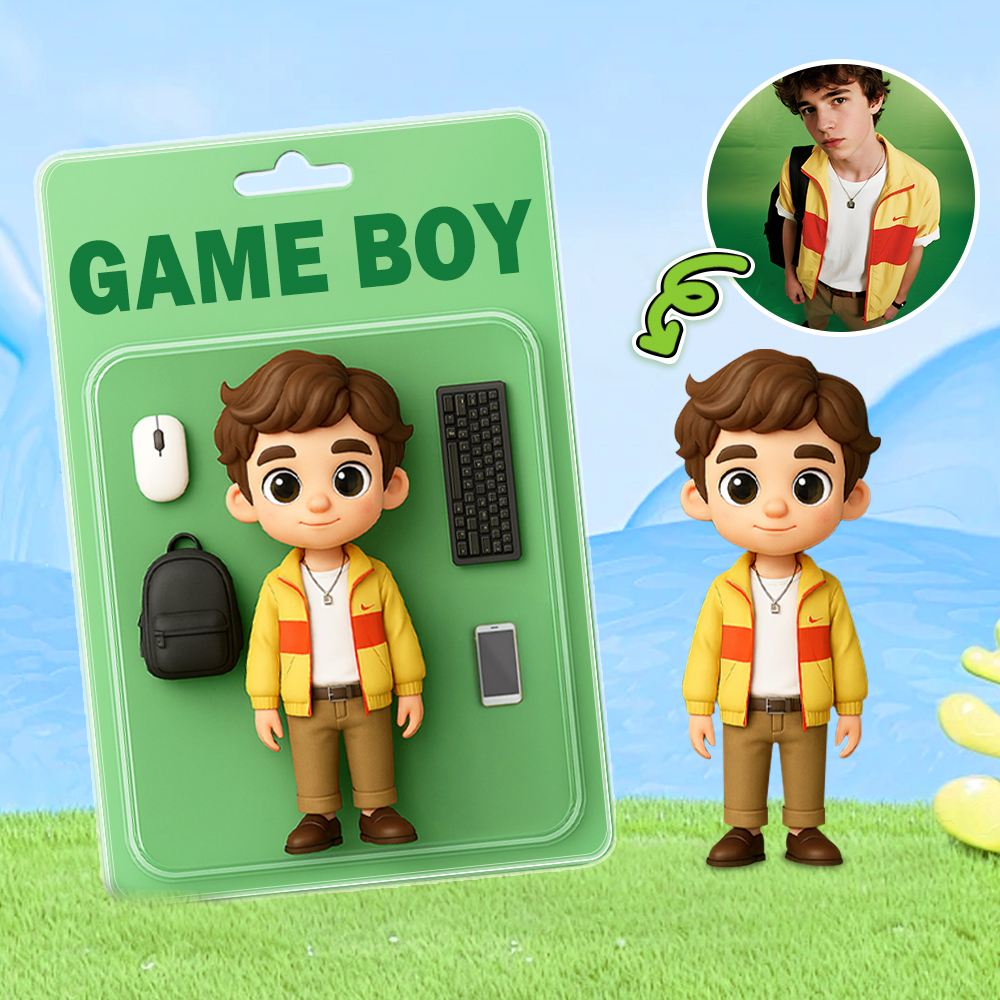 Custom 3D Cartoon Figure from Your Photo with Accessories Personalized Cartoon Figure