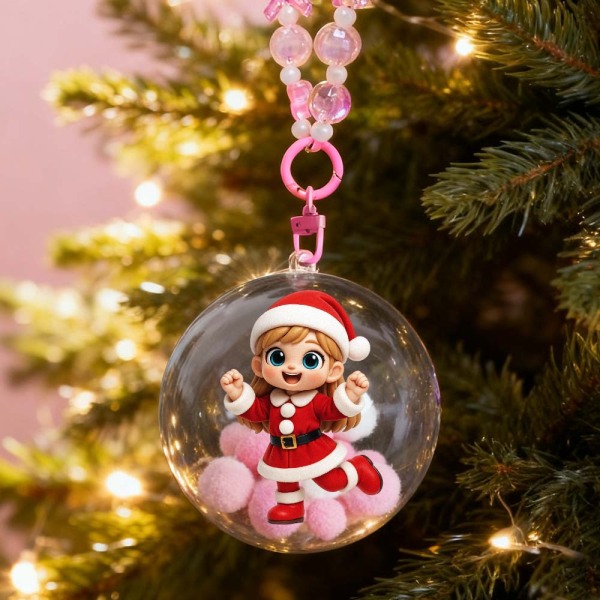 Custom 3D Mini Figure Christmas Ornament Personalized Transparent Hanging Ball Decoration for Christmas Tree