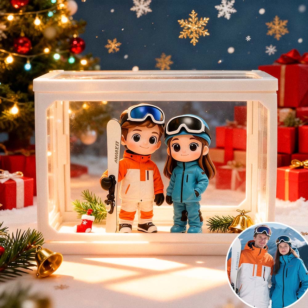 Custom 3D Couple Figure Glass Dollhouse Personalized Scene Display Case Unique Home Decor Anniversary Gift Christmas Idea