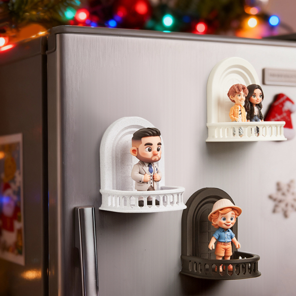 Custom 3D Figure Fridge Magnet Balcony Style Personalized Gift for Friends Family Lovers Home Decor