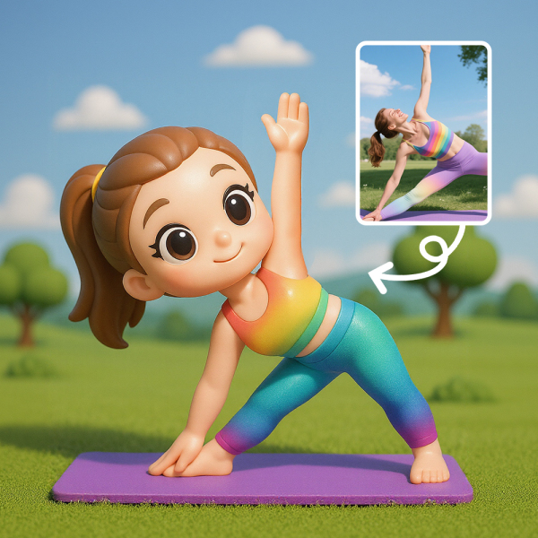 Adorable Yoga Girl Cartoon Style Desktop Decoration Collectible Toy
