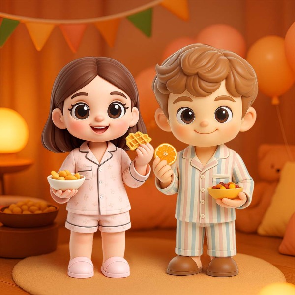 Personalized Pajama Party Figurine  Custom 3D Mini Figure Blind Box from Photo