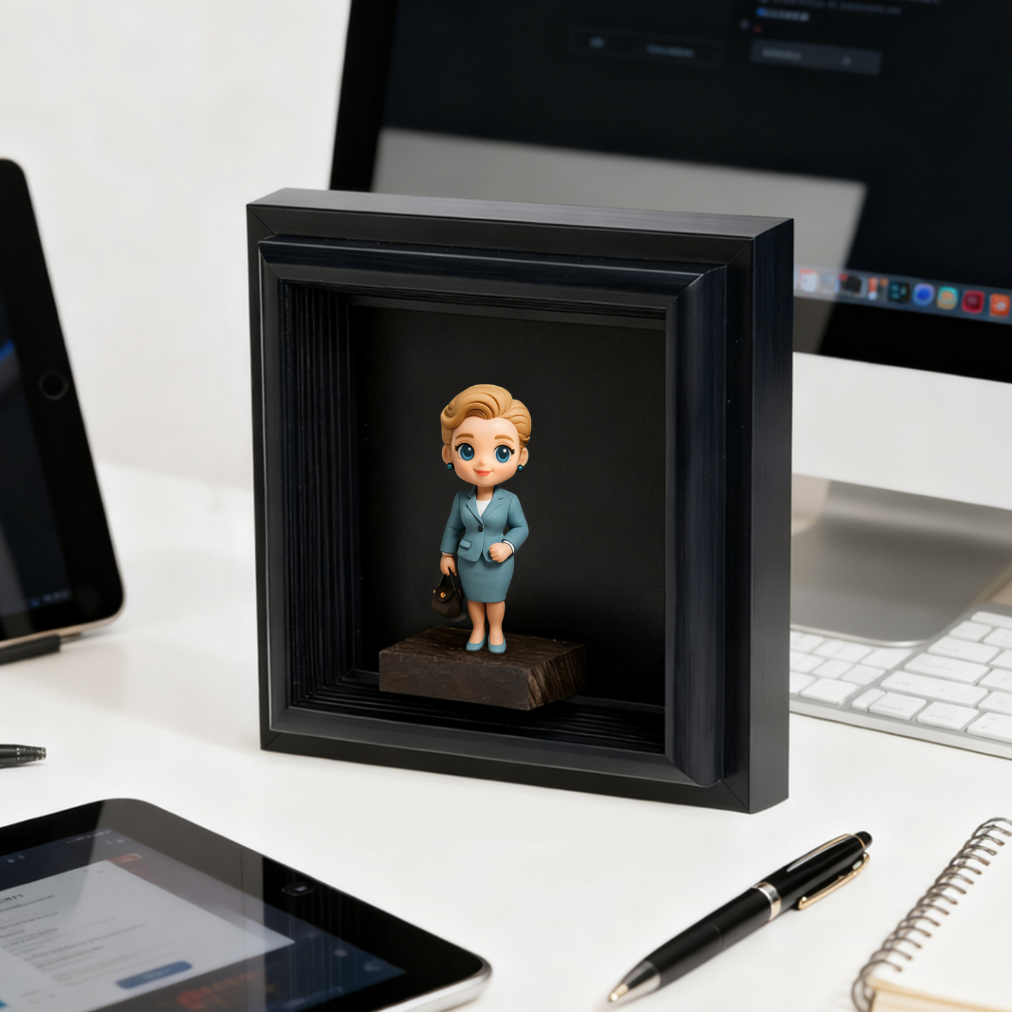 Memorial Photo to 3D Figurine in Wooden Frame Unique Custom Gift Decor