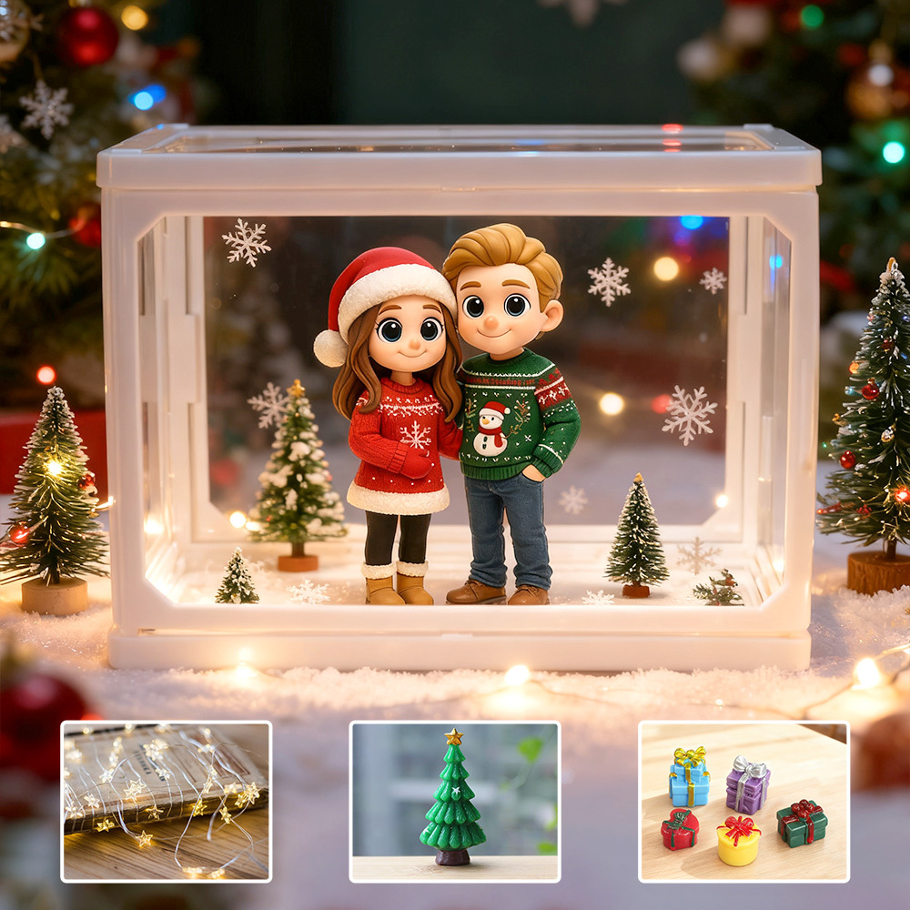 Personalized Chibi 3D Figure Display Case High Clarity Glass Storage Box for Collectibles & Anniversary Gifts