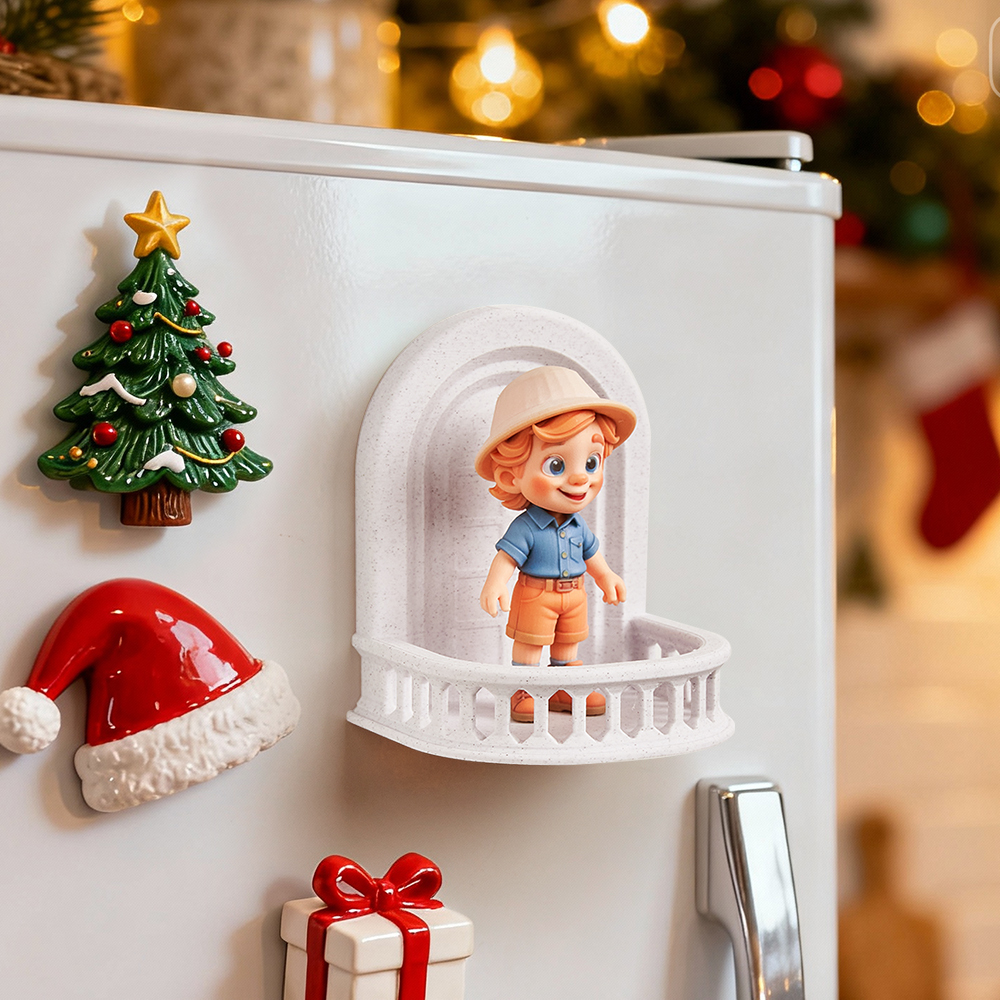Custom 3D Figure Fridge Magnet Balcony Style Personalized Gift for Friends Family Lovers Home Decor