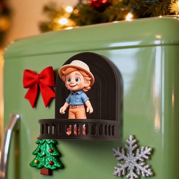 Custom 3D Figure Fridge Magnet Balcony Style Personalized Gift for Friends Family Lovers Home Decor