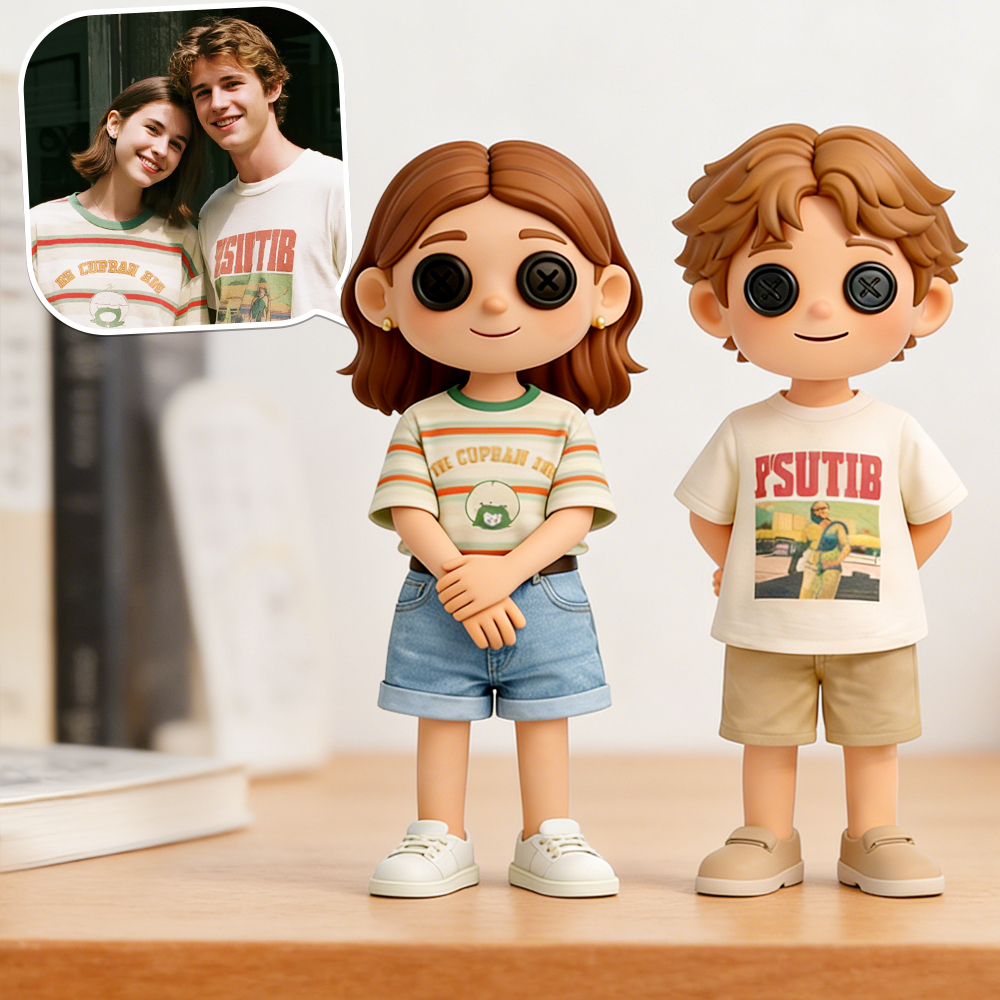 Custom 3D Figurine with Unique Button-Eye Style Coraline-style Gothic Button-Eyed Doll Figurine Personalized Character Model from Photo Creative Art Figurine Gift for Lover