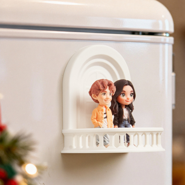 Custom 3D Figure Fridge Magnet Balcony Style Personalized Gift for Friends Family Lovers Home Decor