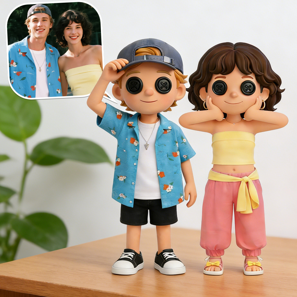 Custom 3D Figurine with Unique Button-Eye Style Coraline-style Gothic Button-Eyed Doll Figurine Personalized Character Model from Photo Creative Art Figurine Gift for Lover