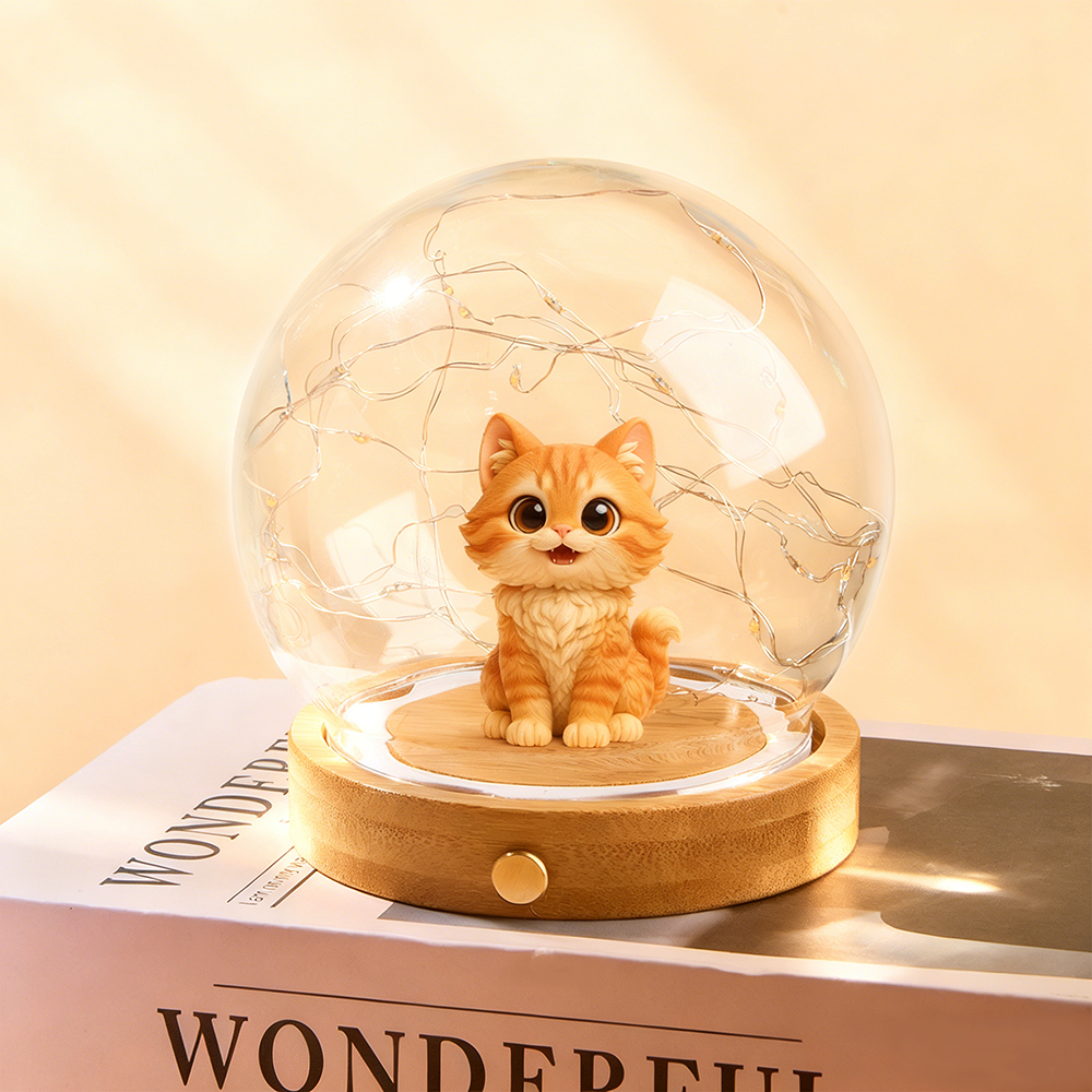 Custom 3D Action Figure Night Lamp from Your Photo Glass Display Dome Touch Switch Personalized  Unique Gift for Boyfriend, Girlfriend or Anniversary