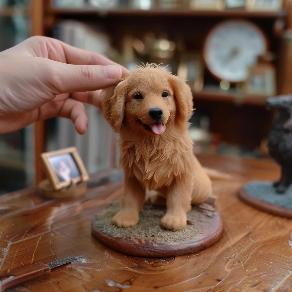 Forever Pet Figure 3D Printed from Picture with Love Photo to Custom Pet Figure
