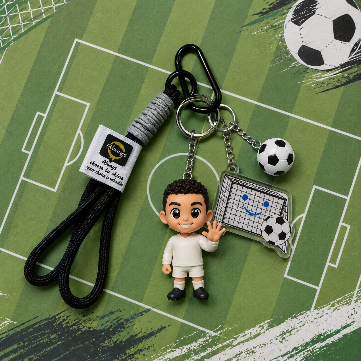 Custom 3D Keychain Figure from Photo Personalized Football Fever Game Day Fan Culture Gift for Soccer Lovers