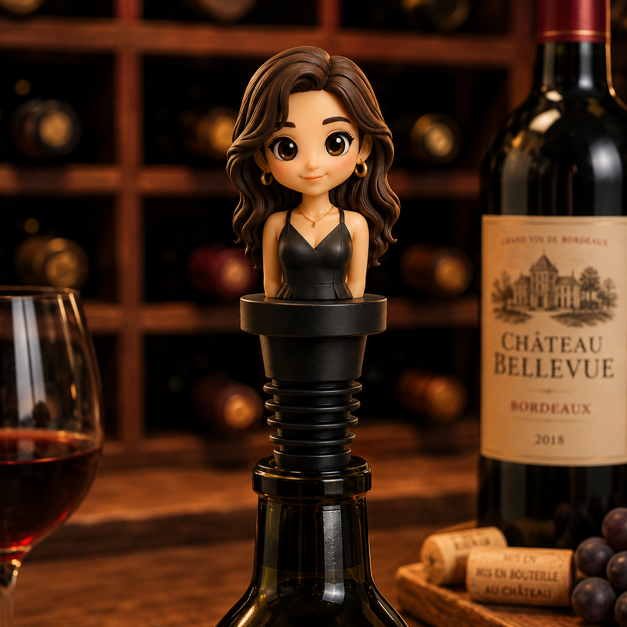 Custom 3D Bust Figure Wine Bottle Stopper Personalized Gift from Your Photo Unique Gift for Wine Lovers