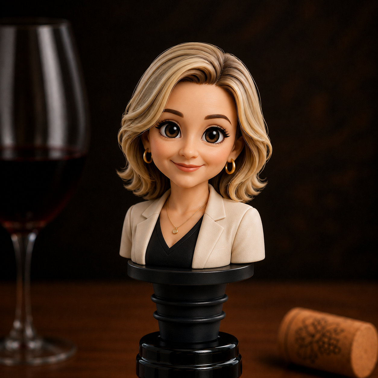 Custom 3D Bust Figure Wine Bottle Stopper Personalized Gift from Your Photo Unique Gift for Wine Lovers