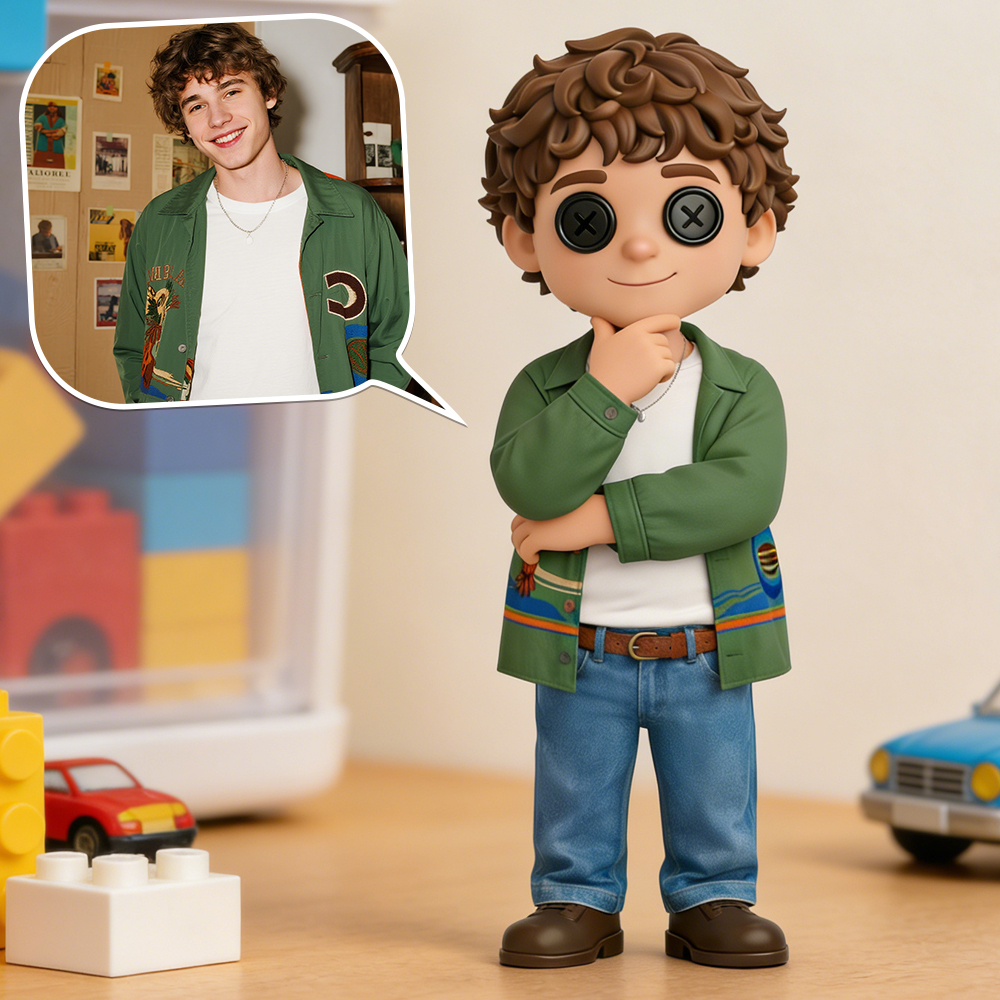 Custom 3D Figurine with Unique Button-Eye Style Coraline-style Gothic Button-Eyed Doll Figurine Personalized Character Model from Photo Creative Art Figurine Gift for Lover