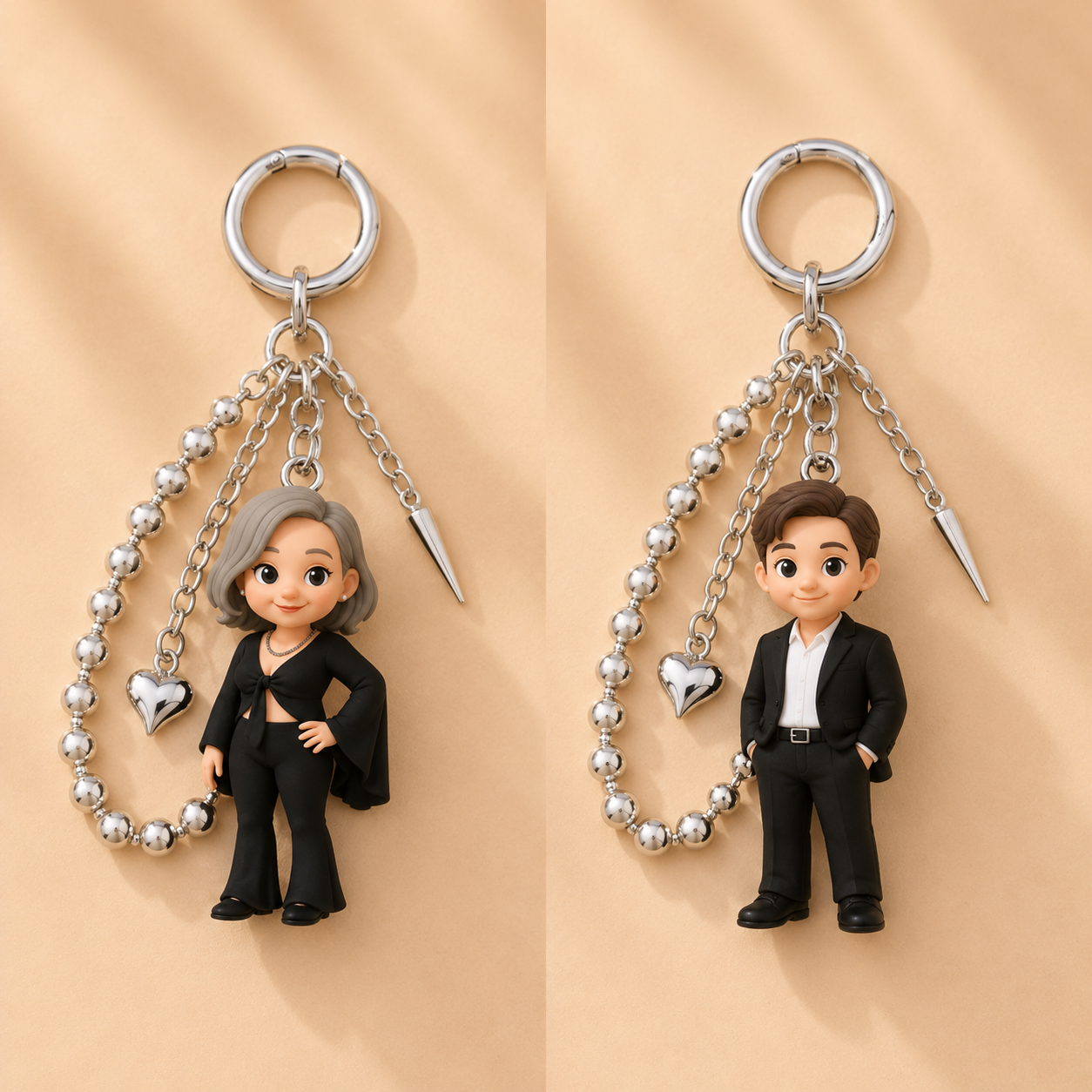 Custom 3D Keychain Figure from Photo with Bag Charm Personalized Keychain Gift for Boyfriend Girlfriend Couple