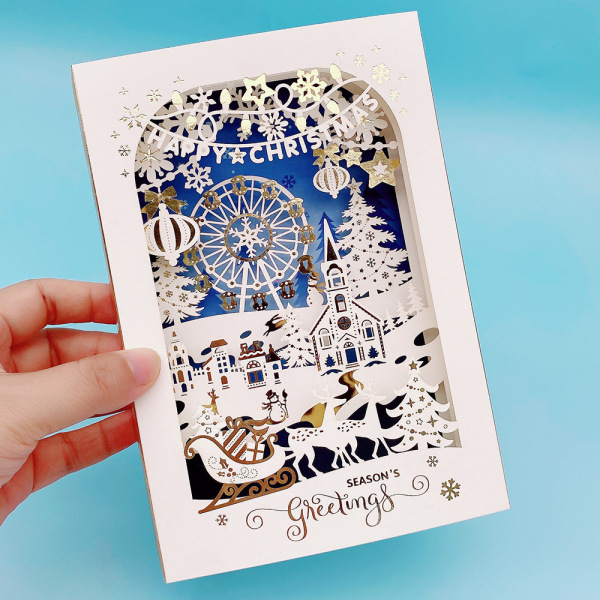 3D Christmas Card with Stand | Handcrafted Festive Greeting Card for Tabletop Decor