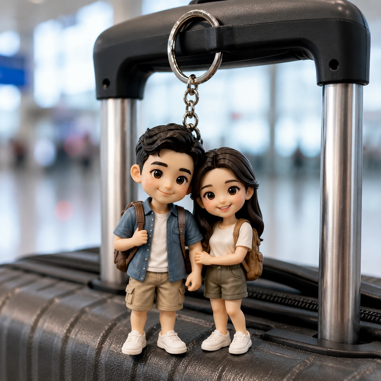 Custom 3D Keychain Figure from Your Photo Personalized Travel Memory Gift for Couples, Family & Loved Ones, Vacation Keepsake