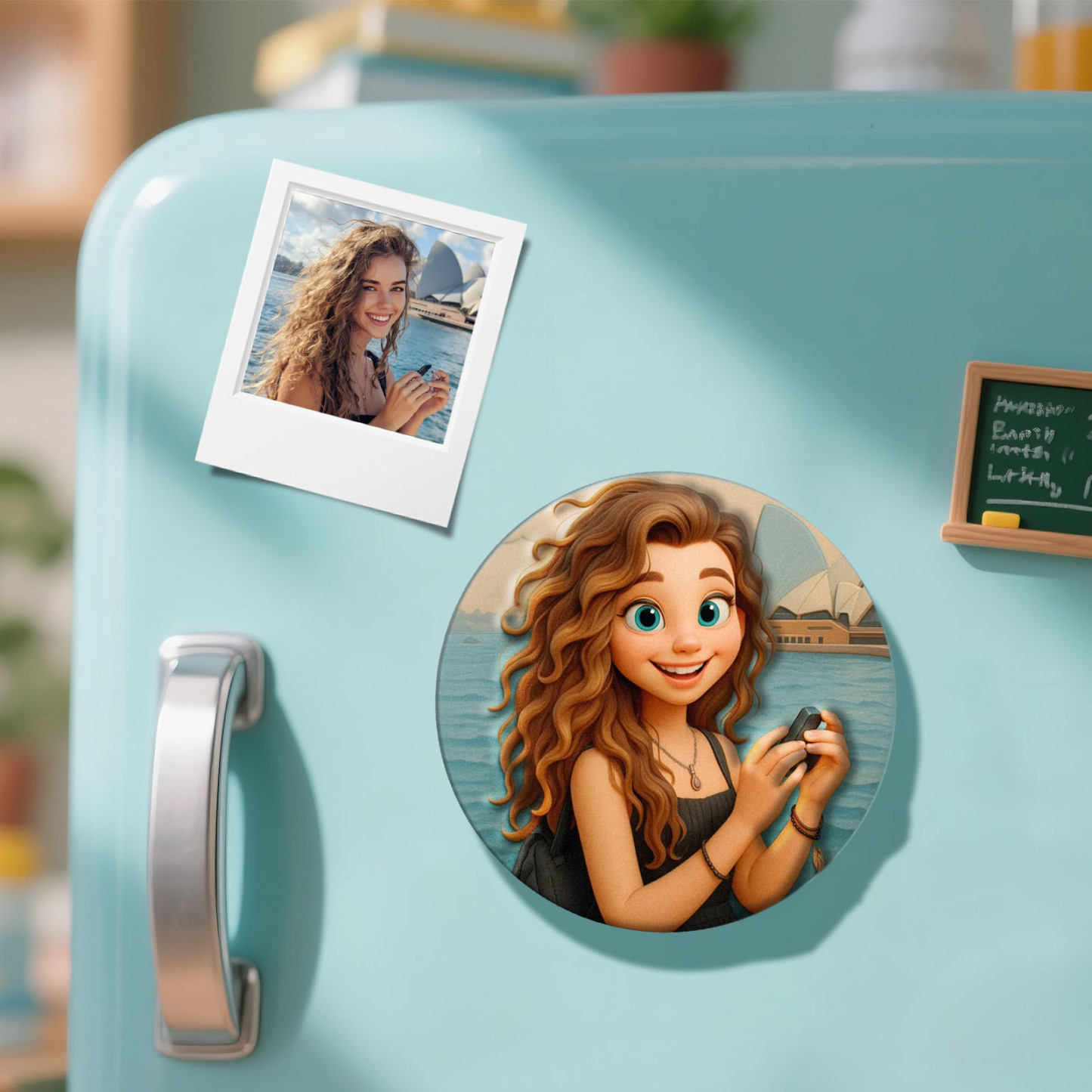 Custom 3D Cartoon Personalized Photo Fridge Magnet Badge