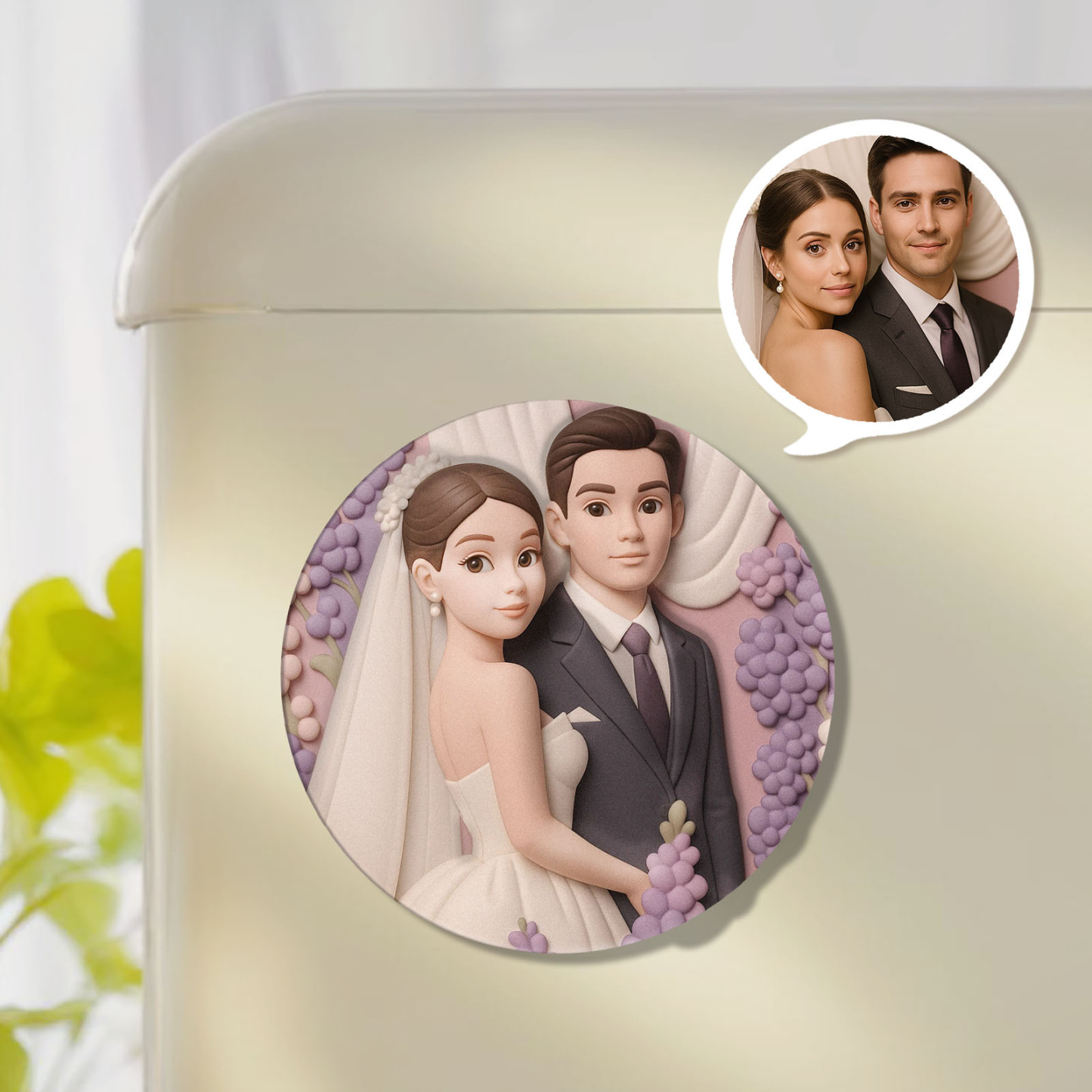 Custom 3D Cartoon Personalized Photo Fridge Magnet Badge