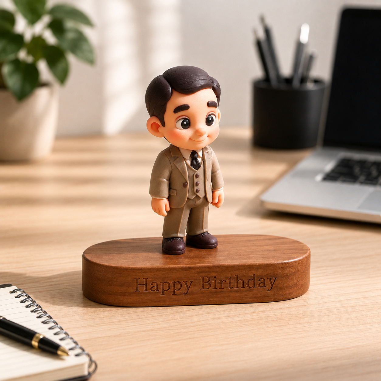 Custom 3D Figure from Photo with Engraved Wooden Base Personalized Meaningful Gift for Couples Anniversary Birthday Wedding