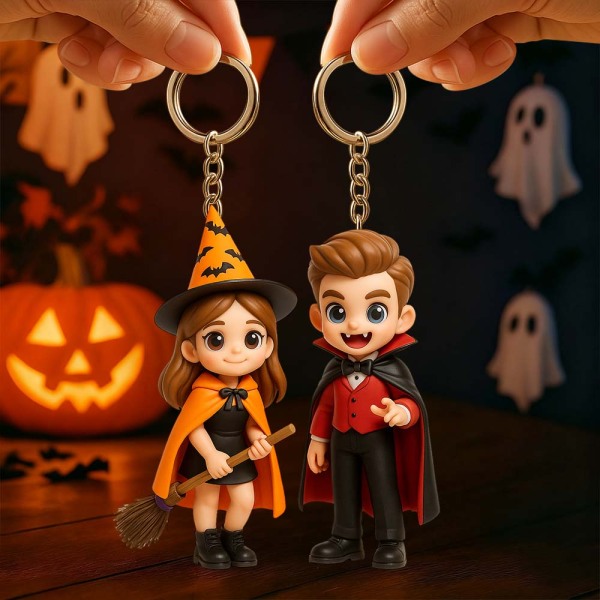Custom 3D Figurine Keychain Halloween Family Trick or Treat Gift Gift Idea for Children