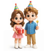 Custom 3D Figurines Personalized Family Dolls with Dog  Cartoon Style Gift for Home Decor or Special Occasions