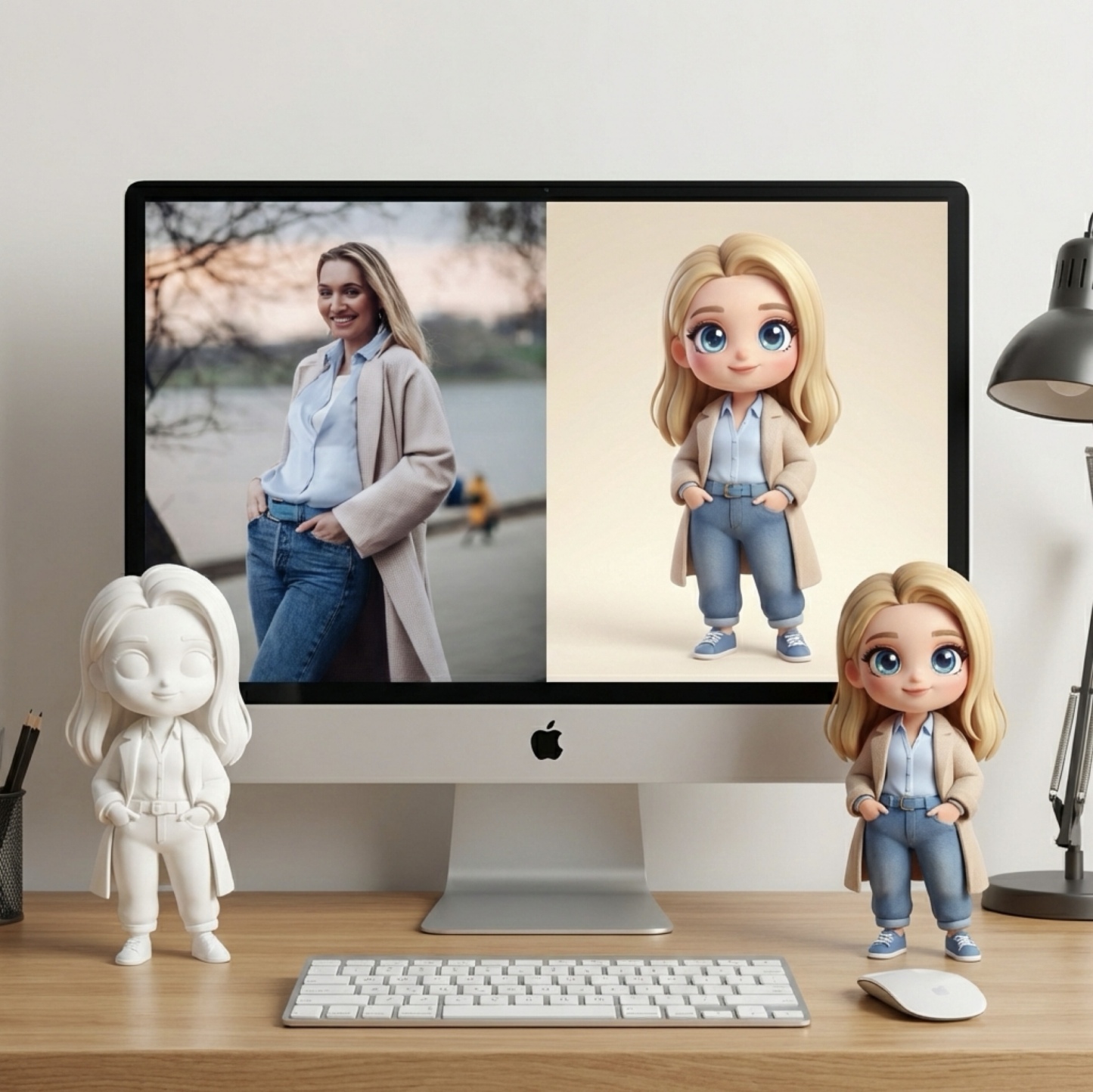 DIY Paintable 3D Figure from Photo Personalized Realistic Figurine Couple Anniversary Gift