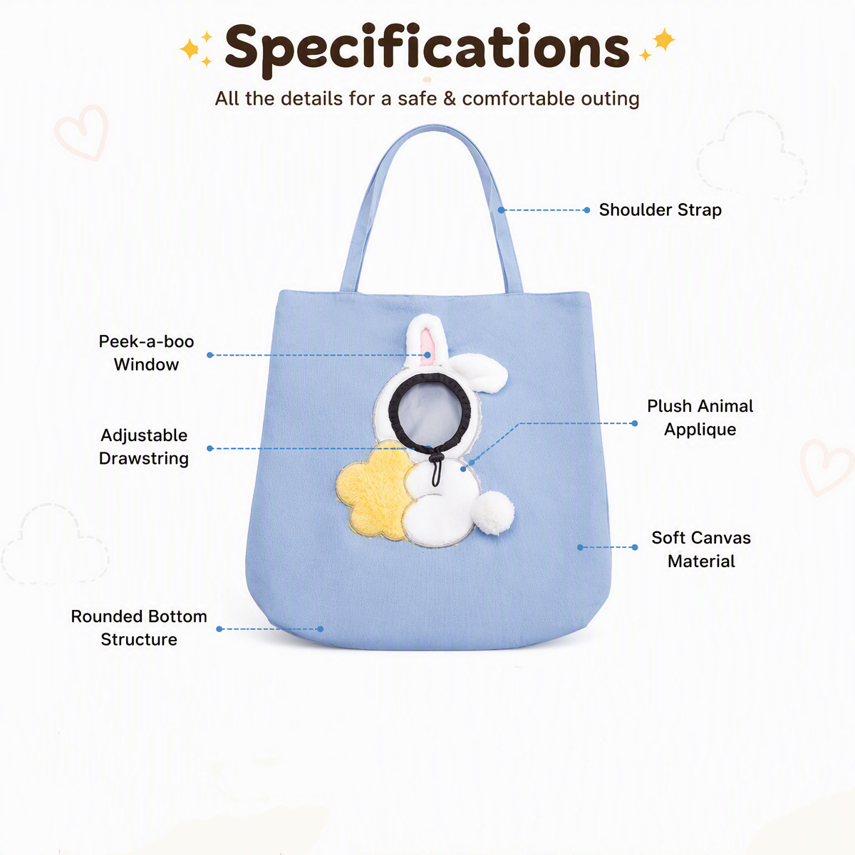 Pet Carrier Sling Bag – Breathable Canvas Shoulder Bag for Small Dogs & Cats - 