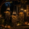 LED Light-Up Witch Hat Hanging Ornament - Glowing Halloween Party Decor