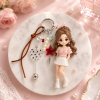 Custom 3D Keychain Figure from Photo with Beaded Vintage Star Pendant Personalized Mini Figurine Keychain Unique Keepsake Gift