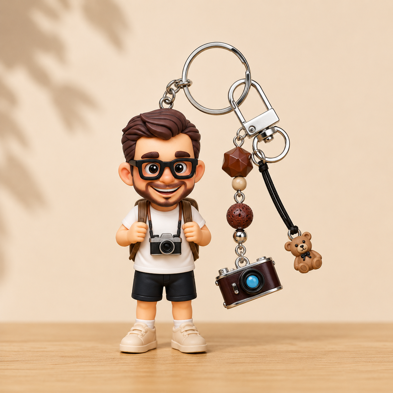 Custom 3D Figure Keychain from Photo with Retro style Pendant Personalized Cartoon Character Unique Gift for Boyfriend Girlfriend Couples