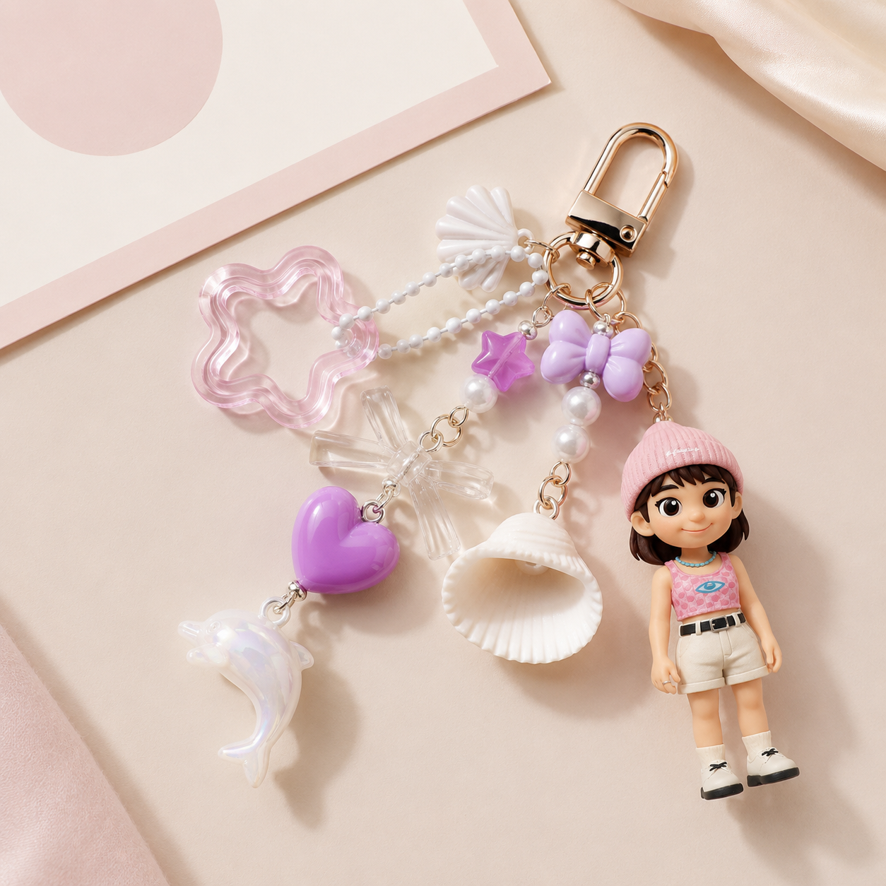 Custom 3D Keychain Figure from Photo with Cute Dolphin Accessory Personalized Perfect Gift for Family Couples & Pets Unique Gift for Couples Birthday Anniversary