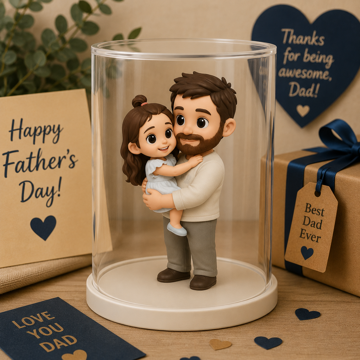 Personalized 3D Dad Figure From Photo Thoughtful Father’s Day Gift for Bedroom Shelf Display Personalized Unique Gift for Dad
