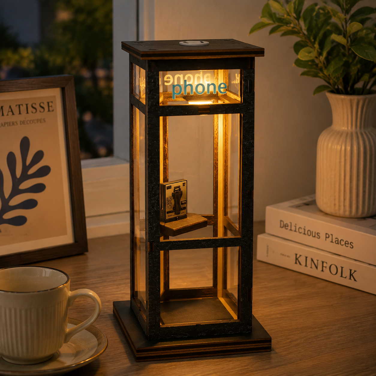 Custom 3D Figure from Photo with Retro Vintage Tall Phonebooth Lamp